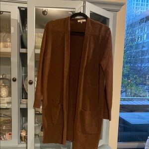 Women's Brown Open Front Sweater